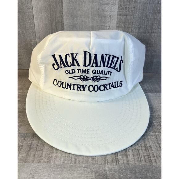 Jack Daniel's Other - VTG Jack Daniels Country Cocktails Long Bill Hat Adjustable White Embroidered